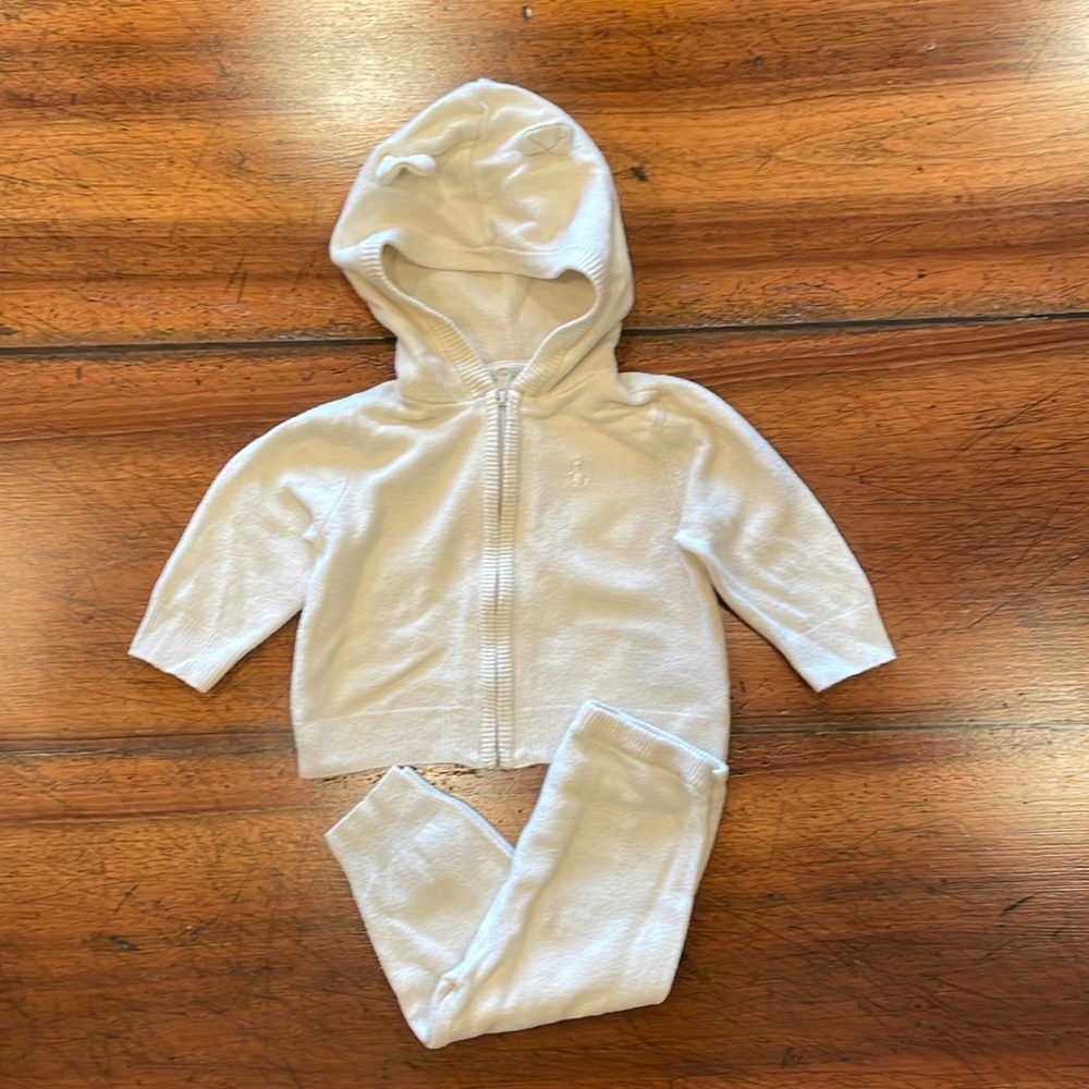 GAP Baby Ivory Hooded Knit Sweater and Pants Set